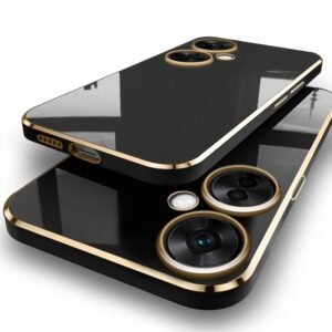TheGiftKart Luxurious Golden-Plated Back Cover Case for OnePlus Nord CE 3 Lite 5G | Raised Lips for Camera & Screen Protection | Shockproof Design | Stylish Cover for Nord CE3 Lite (TPU, Black)