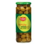 Del Monte Green Whole Olives 450g l Imported from Spain | Italian cuisine ingredient | Low Fat Ready-to-Eat Healthy Snack | Source of Fibre, Gluten Free, No Added Preservatives