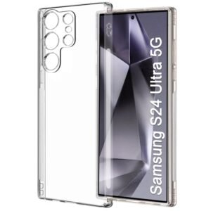 TheGiftKart Back Cover Soft Case for Samsung Galaxy S24 Ultra 5G | Best Camera Protection | Inbuilt Dust Plugs & Anti-Slip Grip | Ultra Clear Slim Back Cover Case (Silicone, Transparent)