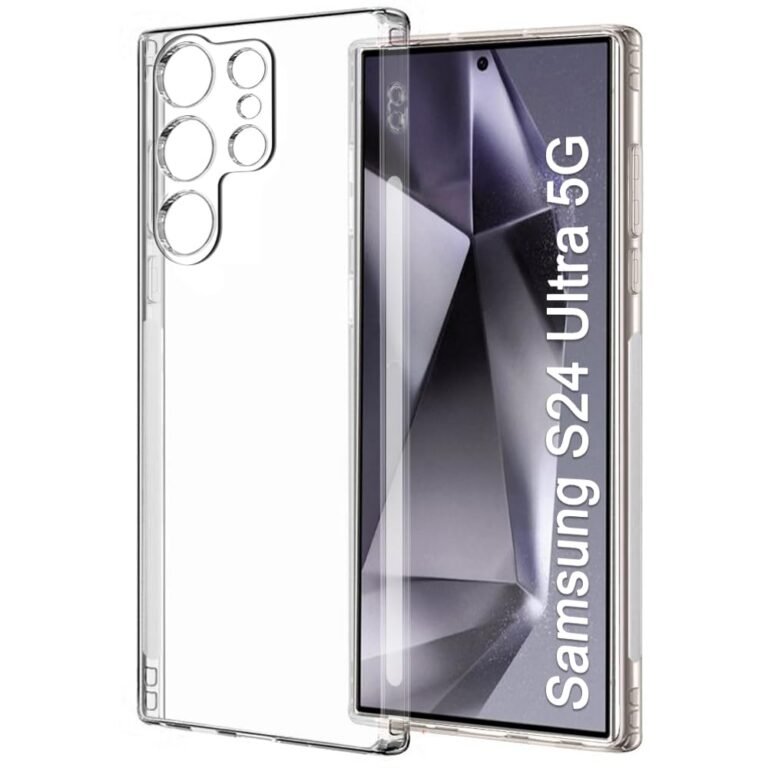 TheGiftKart Back Cover Soft Case for Samsung Galaxy S24 Ultra 5G | Best Camera Protection | Inbuilt Dust Plugs & Anti-Slip Grip | Ultra Clear Slim Back Cover Case (Silicone, Transparent)