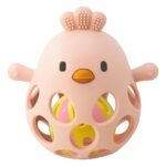 TOHIBEE Baby Teething Rattle Toy, Upgraded Easy Grasp Silicone Teething Rattle Ball Toy for Babies Over 3 Months, 100% Food Grade, Gift for Infant Boys and Girls 0-6-12 Months, (Rattle Pink)