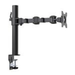 amazon basics Single Monitor Arm | Height Adjustable VESA Desk Mount with Cable Management, Full Motion Tilt and 360° Rotation, Fits 13–30 Inch Monitors (Steel, Black)