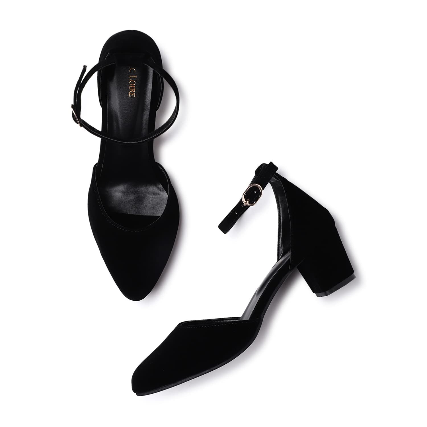 Marc Loire Women’s Pointed Toe Block Heel Fashion Sandals with Buckled Ankle Strap