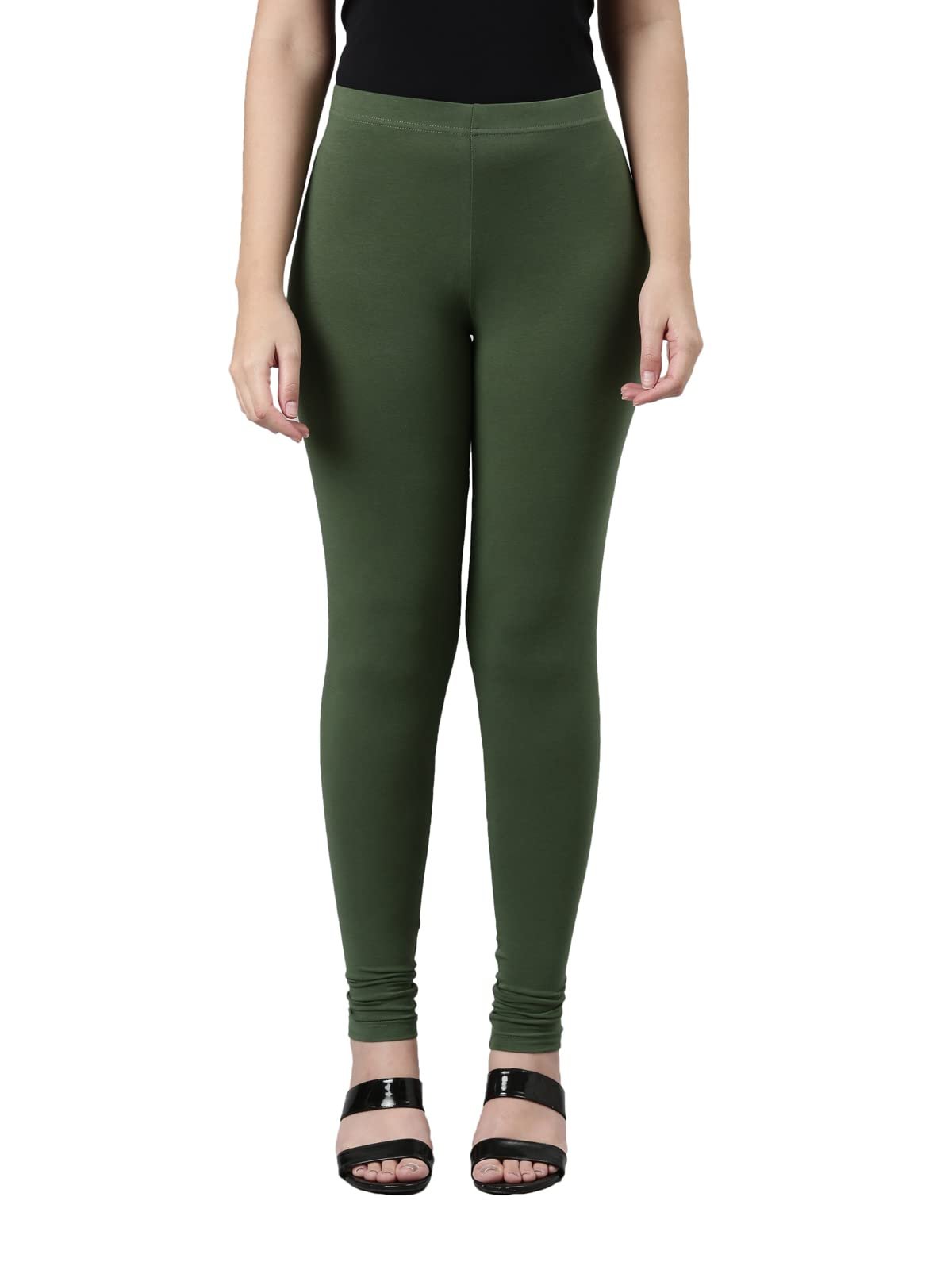 GO COLORS Soft Cotton Stretch Ankle Length Leggings for Women | Breathable