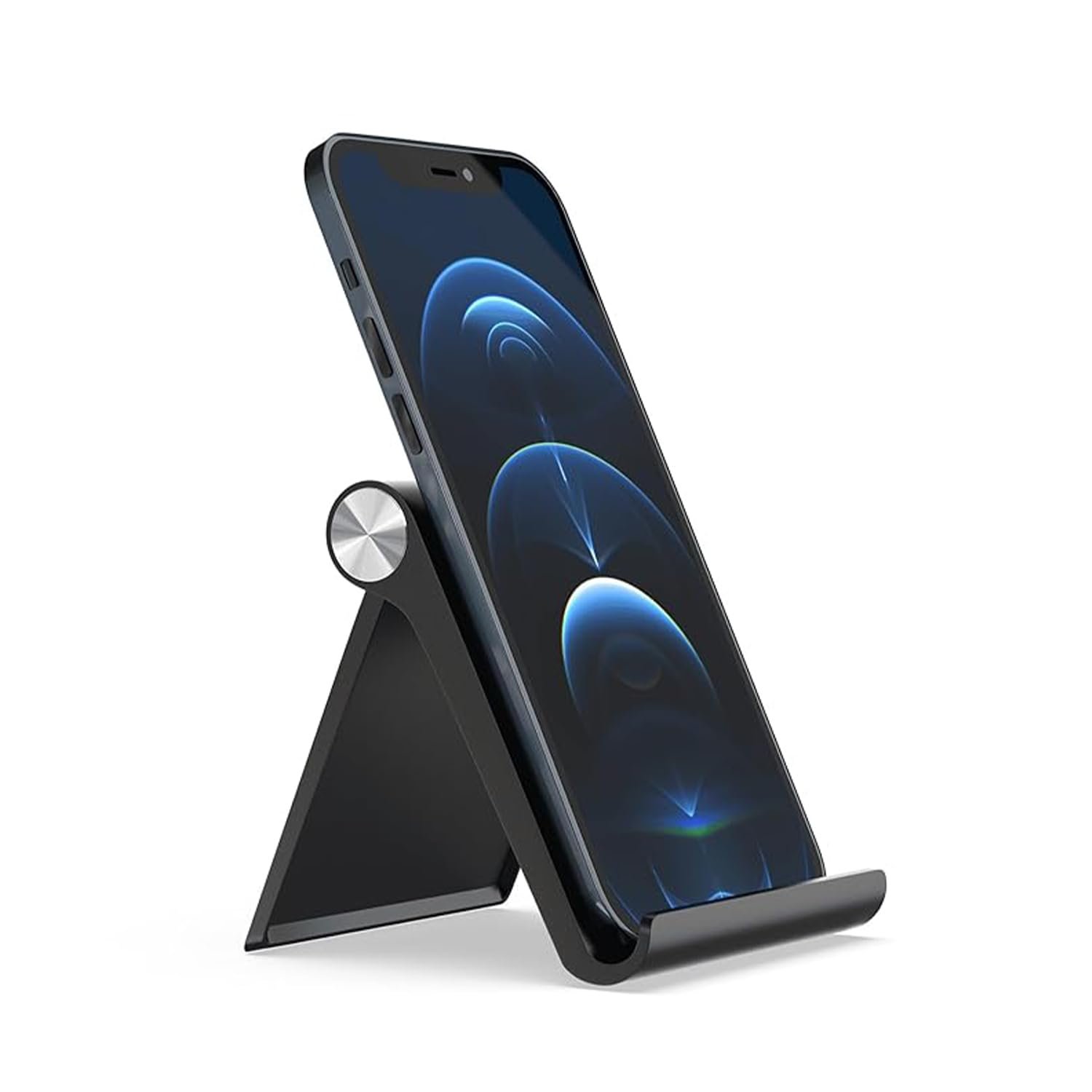 Amazon Basics Multi Angle Desktop Foldable Stand Tablet/Mobile Stand Holder for iPhone, Android, Samsung, OnePlus, Xiaomi, Smartphones. Portable, for Your Bed,Home, Office, Home (Black)