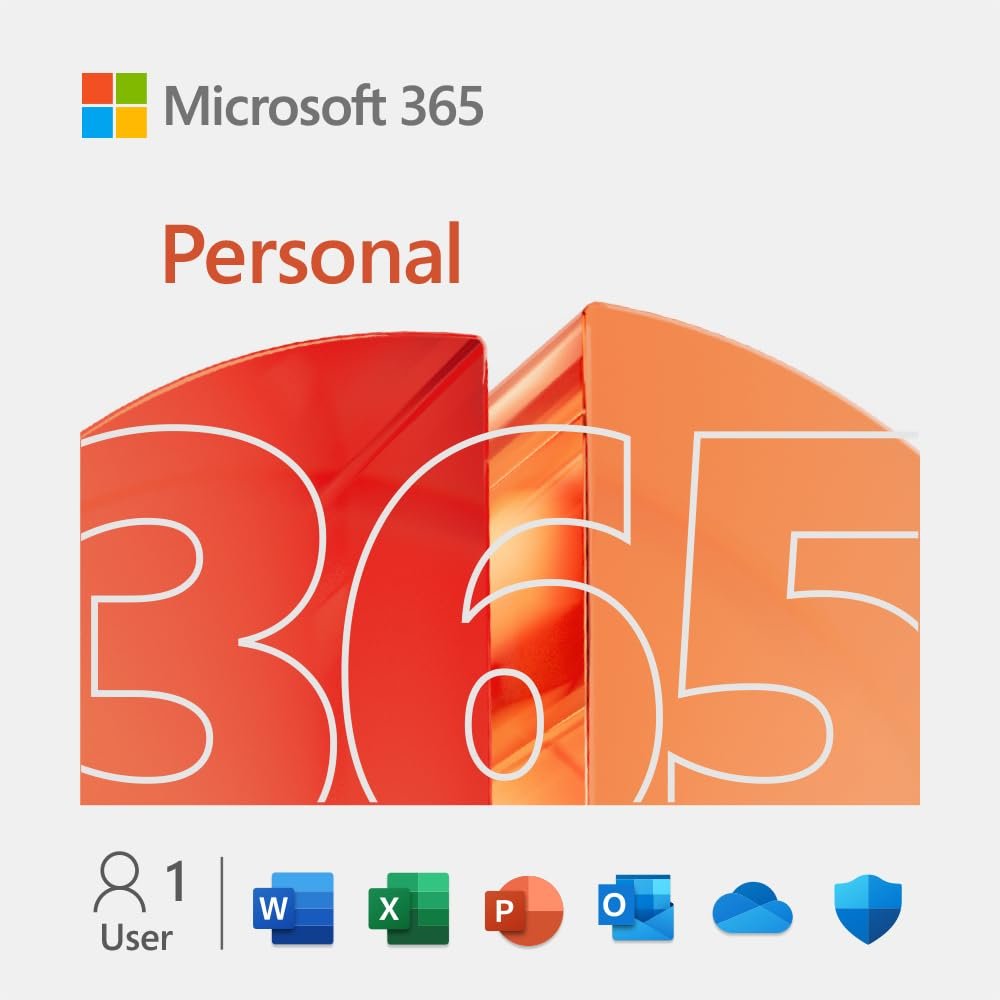 Microsoft 365 Personal -1 TB of cloud storage – Advanced security – Innovative apps with AI – 12-Month Subscription – Windows/Mac (Email delivery in 2 hours-No CD)
