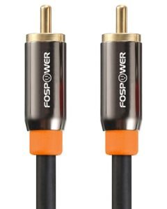 FosPower Digital Audio Coaxial Cable [24K Gold Plated Connectors] Premium S,PDIF RCA Male to RCA Male for Home Theater, HDTV, Subwoofer, HiFi Systems 3ft