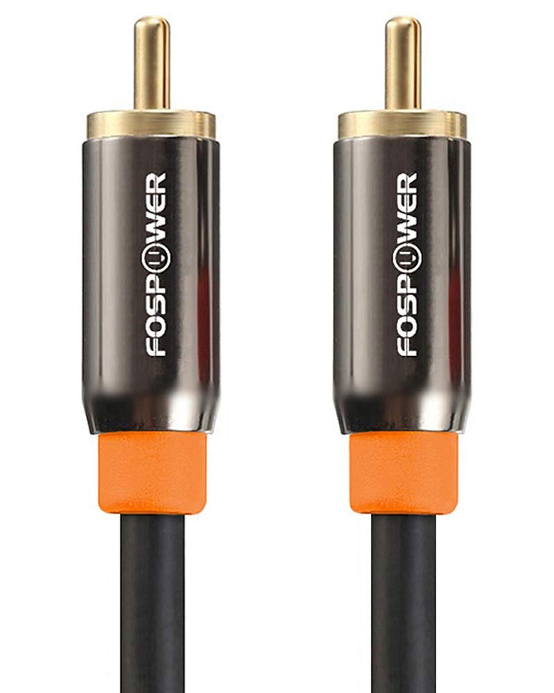 FosPower Digital Audio Coaxial Cable [24K Gold Plated Connectors] Premium S,PDIF RCA Male to RCA Male for Home Theater, HDTV, Subwoofer, HiFi Systems 3ft