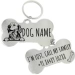 PAWPRO HANDMADE Customized Pet ID Tag Personalize Black Engraved Name Collar Tag with Breed face for Your Loving Pet Dog, Cat, Puppy, Horse Classic Bone Shape 50×32 MM Large