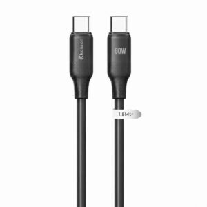 KARWAN 60W Type C to Type C Charging Cable,1.5M Fast Charging Ultra Flexible Tangle Free Cable with PD-3.1 & 480 Mbps Data Sync Cord for Laptops,Macbook,Tablet,iPhone,Android Smartphone & More