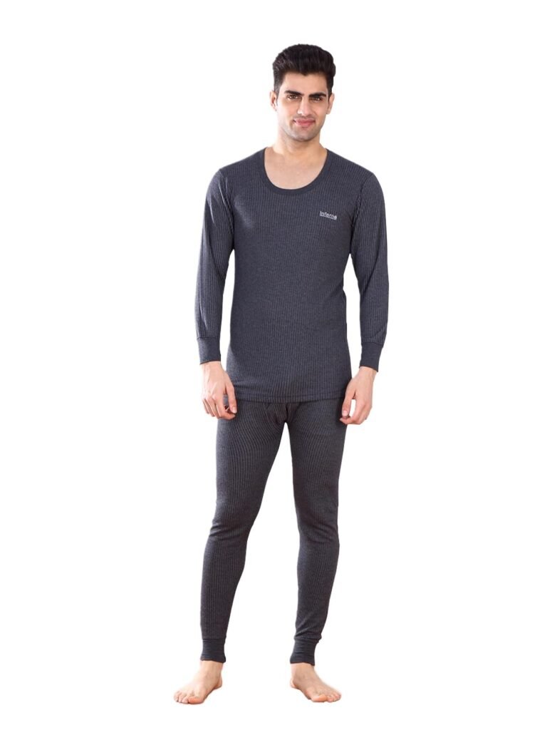 Lux Inferno Men’s Thermal Set | Full Sleeve Round Neck Top & Bottom Winter Innerwear | Soft & Warm Cotton Fabric
