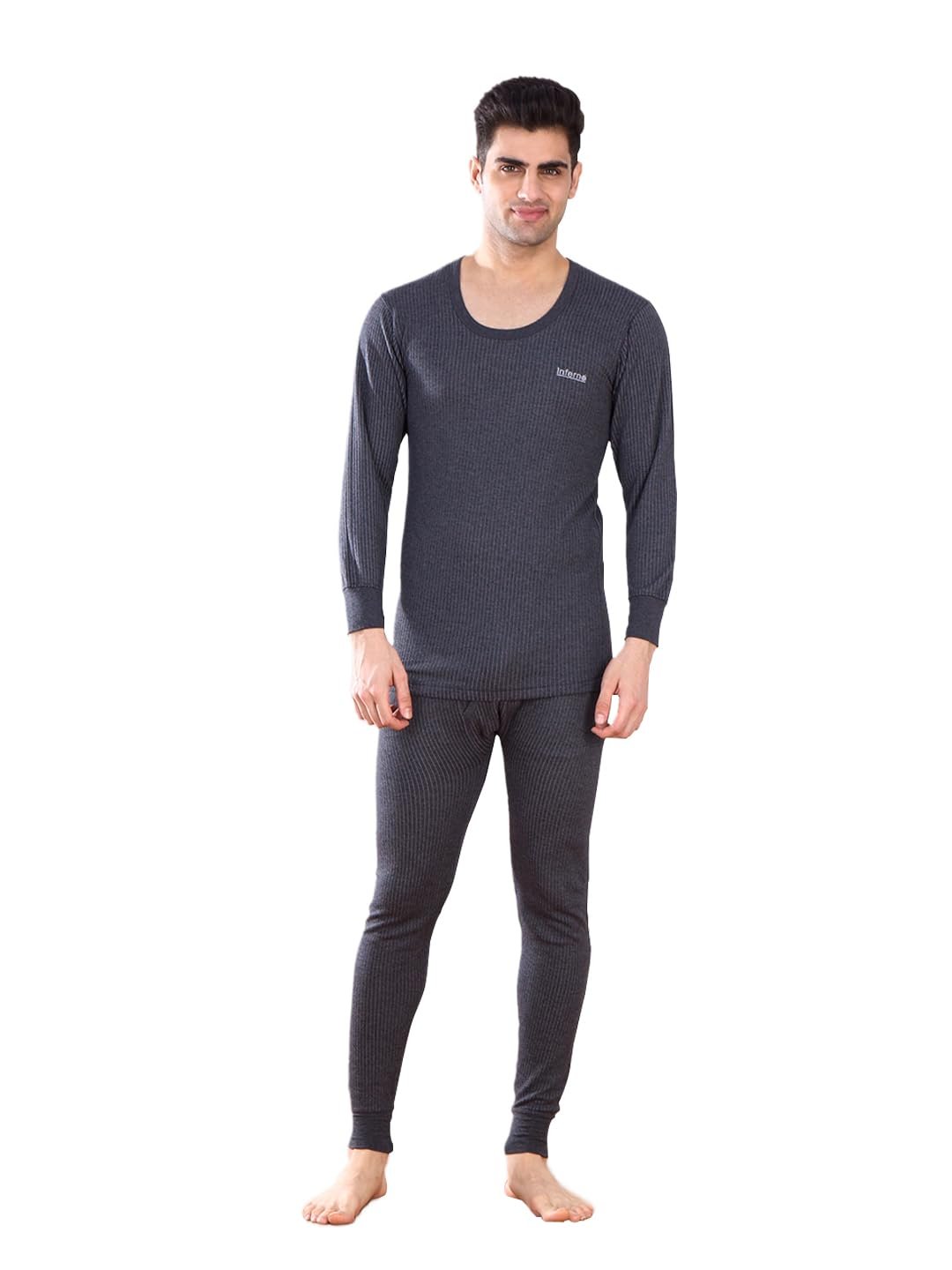 Lux Inferno Men’s Thermal Set | Full Sleeve Round Neck Top & Bottom Winter Innerwear | Soft & Warm Cotton Fabric