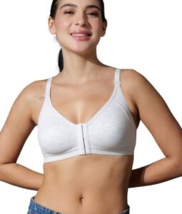 BODYSIZE Cotton Front Open Bra for Women Daily Use | Non-Padded, Non-Wired | Sweat Absorbent Seamless Bra | Full Coverage Regular Wear | Twin Hook Adjuster (Cup Size: B)