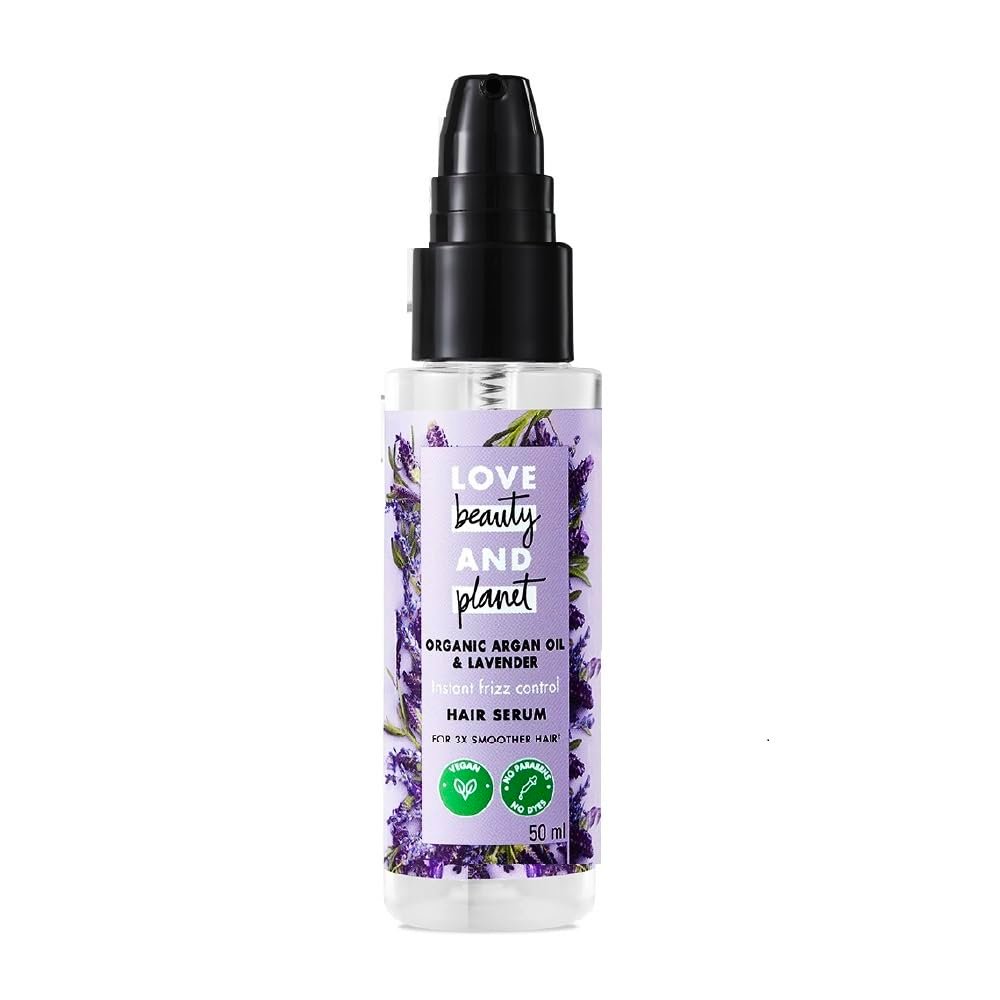 Love Beauty And Planet Organic Argan Oil & Lavender Paraben-Free|| Instant Frizz Control Serum|| No Dyes|| No Mineral Oil 50ml