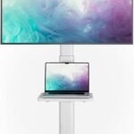 Universal Floor TV Stand with Mount 70 Degree Swivel 9 Level Height Adjustable and Space Saving Design for Most 27 to 65 inch LCD, LED OLED TVs White