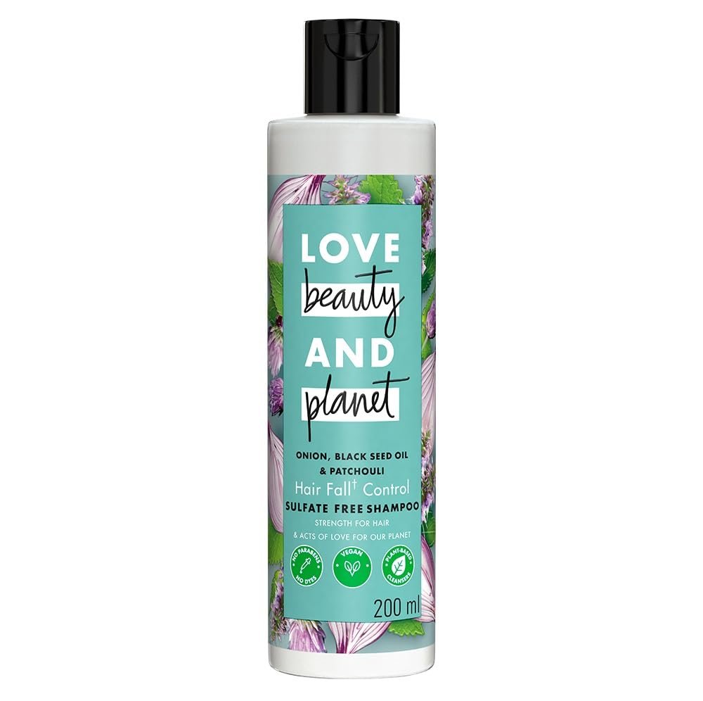 Love Beauty & Planet Onion, Black Seed & Patchouli Hairfall Control Natural Shampoo|No Sulfates,No Paraben|200ml
