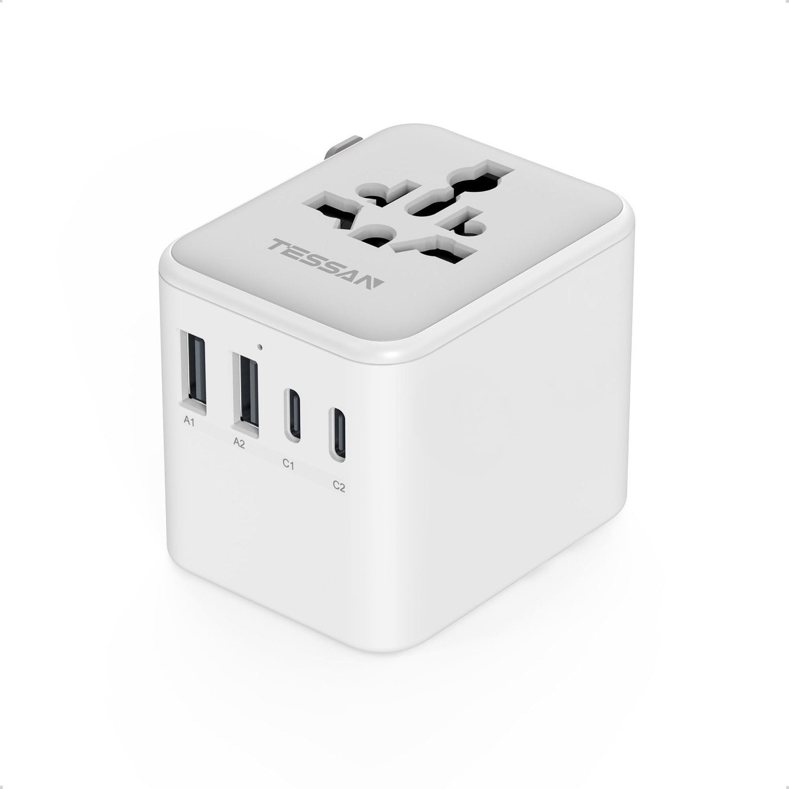 TESSAN Universal Travel Adapter Worldwide, International Travel Adapter with 17W GaN Fast Charging, 3 USB-A & 1 USB-C Ports, Universal Plug Adapter for USA, UK, EU, UAE, Japan, 150+ Countries