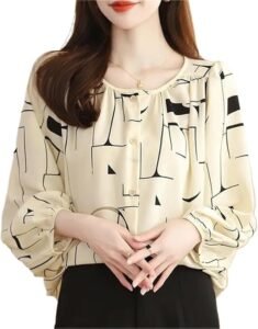 TOPLOT Women’s Shirt Top | Elegant Floral and Artistic Prints for a Stylish Look | Long Puffed Sleeves for a Trendy Touch | Stylish Available in Pack of 2 (5233)