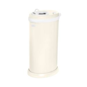Ubbi Stainless Steel Portable Diaper Pail – 100% Odor Locking Diaper Disposable Bin with Child-Safe Lock, Easy To Use, Baby Nappy Dustbin, Use Regular Trash Bags, Capacity of 55 Diapers, Matte Ivory