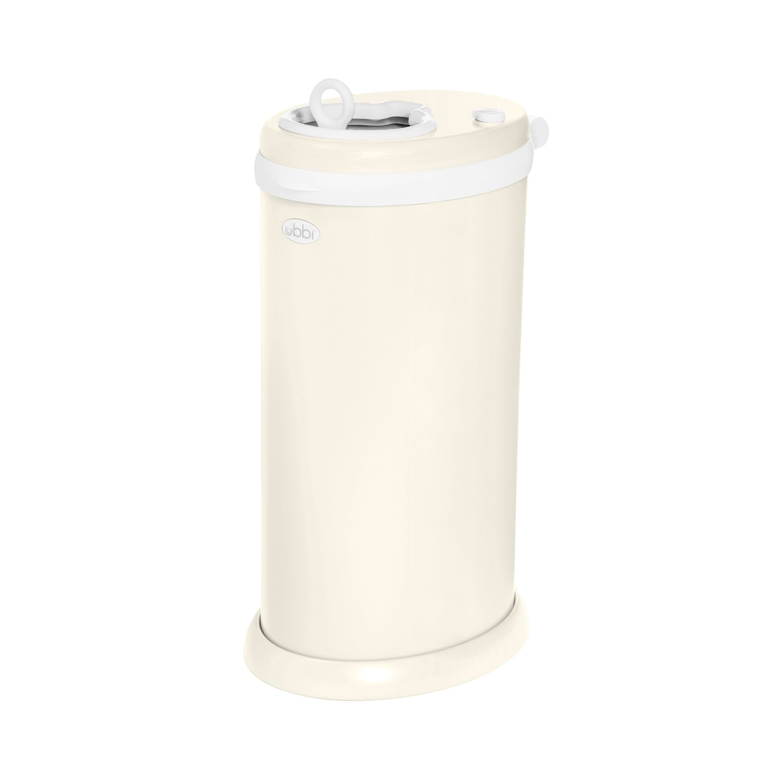 Ubbi Stainless Steel Portable Diaper Pail – 100% Odor Locking Diaper Disposable Bin with Child-Safe Lock, Easy To Use, Baby Nappy Dustbin, Use Regular Trash Bags, Capacity of 55 Diapers, Matte Ivory