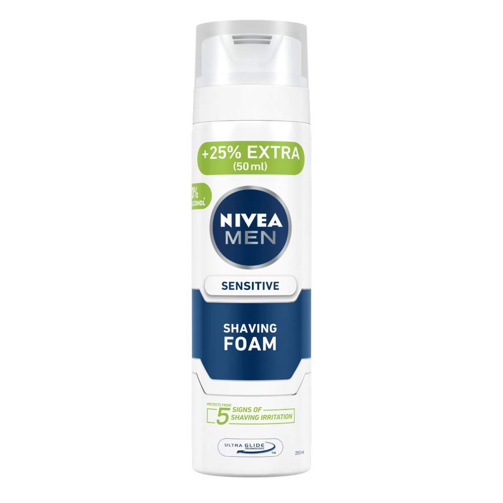 NIVEA MEN Shaving, Sensitive Shaving Foam for Face, 250ml