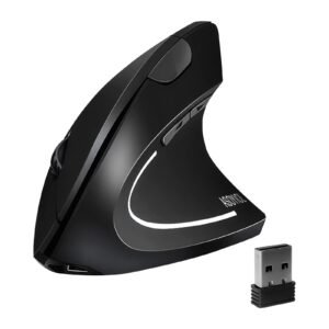 ASOYIOL MICROWARE 2.4GHz Wireless Vertical Ergonomic Mouse 800-1600 Dpi Optical Mouse 6 Buttons Rechargeable and Portable for Pc Computer Laptop for Right Hand