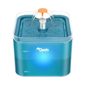 Qpets Water Fountain for Cats 2.0L LED Floral Quiet Filter Green