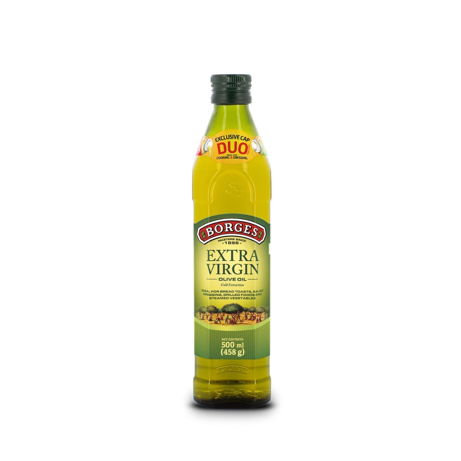 Borges Extra Virgin Olive Oil – 500 ml |Unrefined & Cold Pressed Oil|Packed in Spain |75% MUFA | Rich in Antioxidants | Ideal for Low Heat Cooking Like sauteing & Grilling, Salad Dressing
