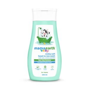 Mamaearth Milky Soft Head to Toe Wash With Oats, Milk, and Calendula for Babies- 200 ml |2-in-1 Tear-Free Body Wash & Shampoo | Moisturizes and Soothes Skin | Travel-friendly Pack