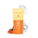 Aqualogica Glow+ Dewy Sunscreen Gel SPF 50+ PA++++ with Papaya & Vitamin C – 30 g | Broad Spectrum SPF 50+ PA++++ | UVA/B & Blue Light Protection | Anti-Pollution Factor (APF) Technology | In-Vivo Tested | Brightens Skin I Fragrance-Free & No White Cast | For Glowing & Sun Protected Skin