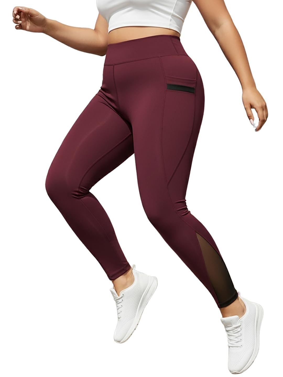 BLINKIN Women’s & Girl’s Stretch Fit High Rise Track Pant Gym wear Mesh Leggings Workout Pants with Side Pockets/Stretchable Tights/Highwaist Sports Fitness Yoga Track Pants_2012
