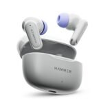 HAMMER Airflow Neo Earbuds with 80H Playtime, 13mm Titanium Driver, 40ms Gaming Mode, Fast Charging Buds, Type-C Charging, Voice Assistant, Lightweight Dual-Tone Design (Grey)