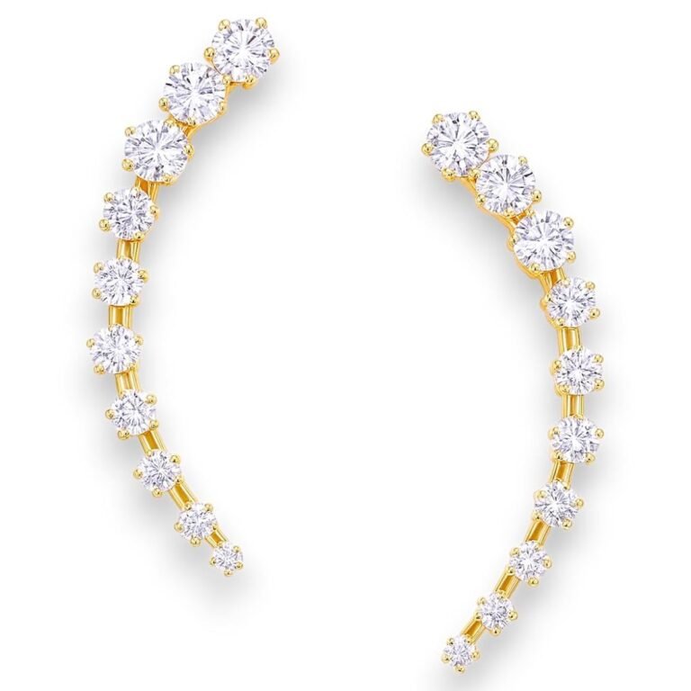 Accessher Gold Plated Contemporary American Diamond Embellished Delicate Light Weighted Ear Cuffs with Clip on Closure for Women and Girls (Pack of 1)