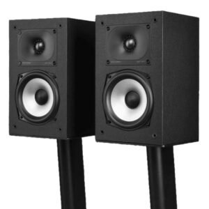 Polk Audio Monitor XT15 1″ Terylene Tweeter & 5.25″ Wired Woofer, Dual power port bookshelf Speaker (pair) Black