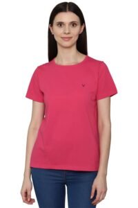 Allen Solly Women’s Solid Round Neck T‑Shirt | Regular Fit | Soft Cotton | Everyday Casual Essential