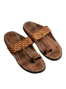 Agadi Men’s Kolhapuri Style Sandals | Handcrafted Woven Strap Toe Ring Chappals | Comfortable Ethnic & Casual Slip-On Footwear for Men