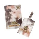 The Bling Stores Personalised/Customised Custom Soft Fabric Passport Cover with Luggage Tag / Name Crafted with Charms / Crazyify Floral Rose Printed Big Size Passport Cover with Travel Luggage Tag for Bag/Identification Tag/Briefcase Tag/Multipurpose Passport Holder (Set of 2)