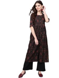 Vaamsi Women’s Cotton Relaxed Fit Flared Geometric Printed Kurta (VCK1371)