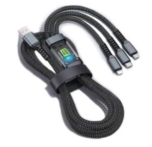 Umake USB-A to Type-C Cable, 100W Fast Charging, 3-Pin Connector, Nylon Braided, High-Speed Data Sync, Compatible with Android Smartphones & USB-C Devices – Black – 1M (3 Months Warranty)