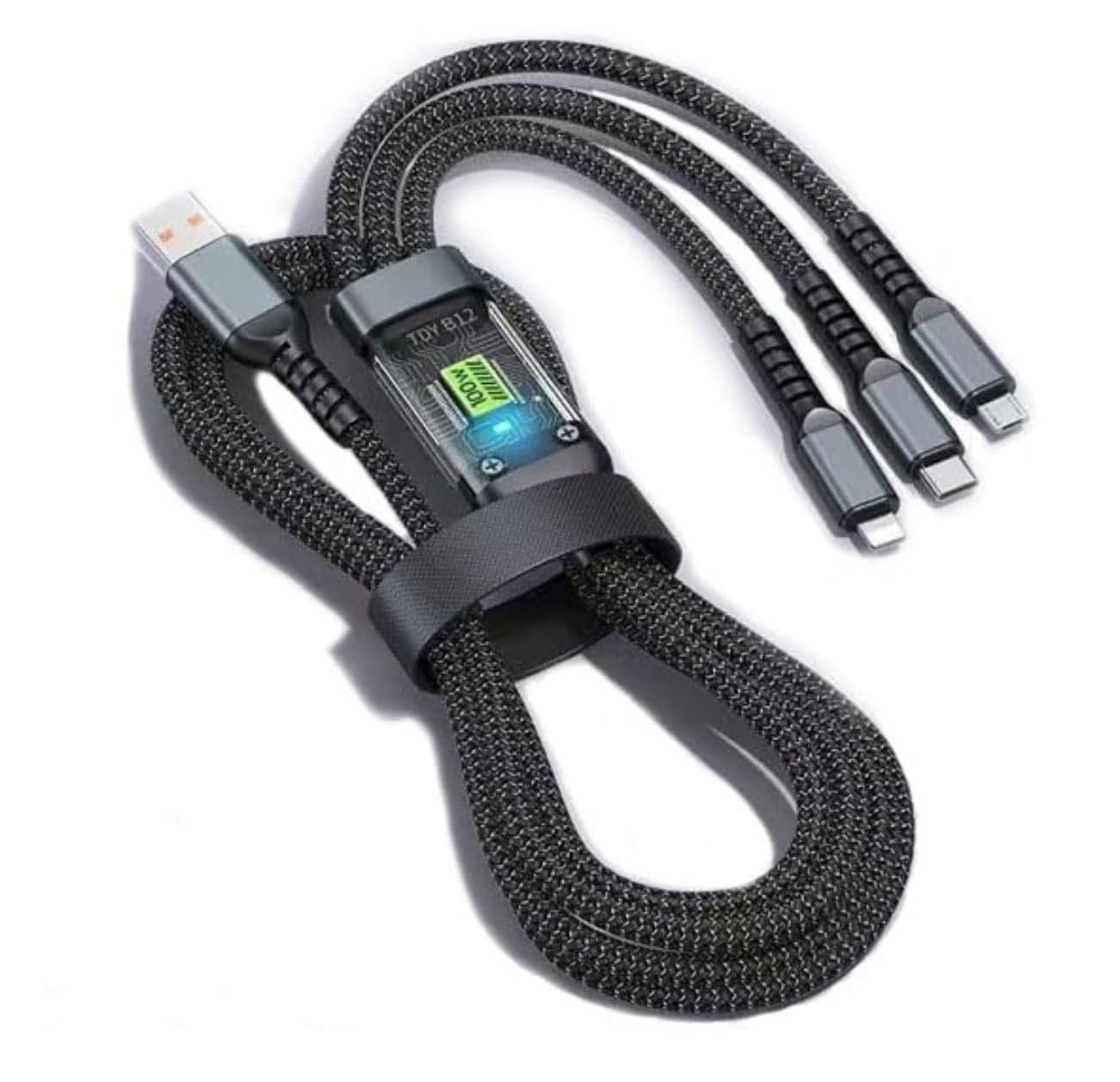 Umake USB-A to Type-C Cable, 100W Fast Charging, 3-Pin Connector, Nylon Braided, High-Speed Data Sync, Compatible with Android Smartphones & USB-C Devices – Black – 1M (3 Months Warranty)