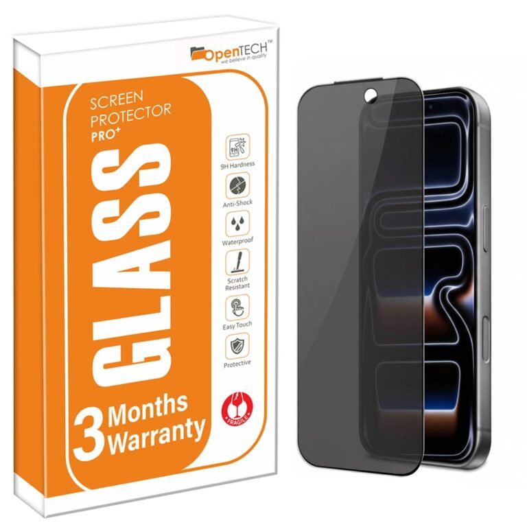 OpenTech® Military-Grade Privacy Tempered Glass Screen Protector for iPhone 17 Pro with Edge to Edge Coverage – Anti Spy, Case Friendly and Bubble free installation kit (6.3 Inches)