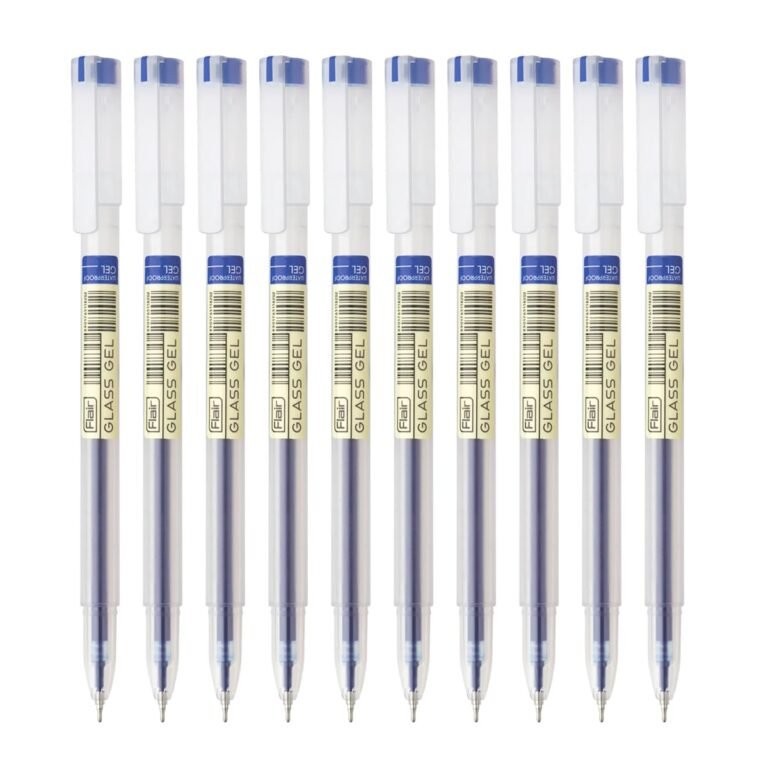 FLAIR Glass Gel Pen Wallet Pack | Tip Size 0.6 mm | Water Proof Ink For Smooth Flow System | Low-Viscosity Ink For Smudge Free Writing | Blue Ink, Pack Of 20