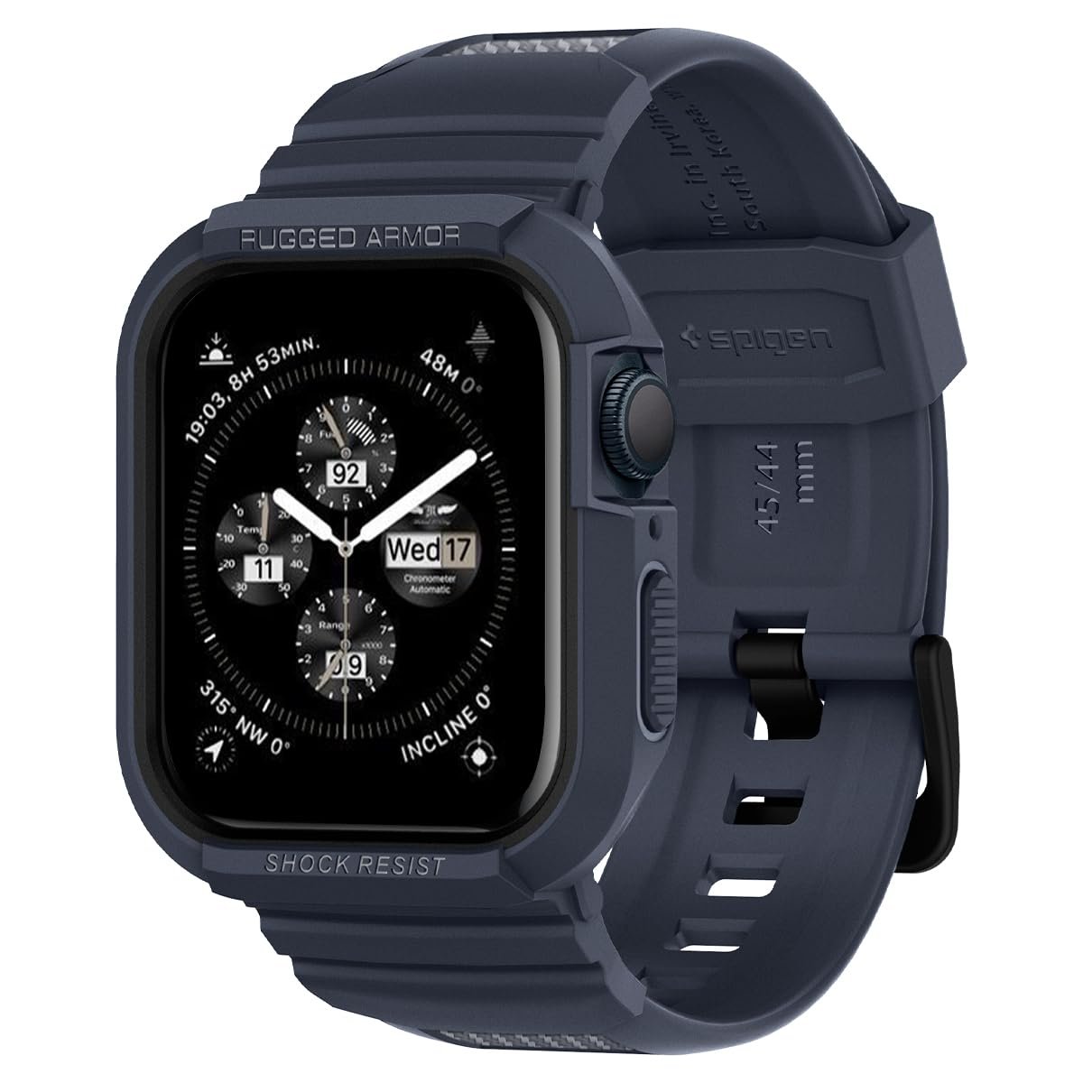 Spigen Rugged Armor Pro Case Strap for Apple Watch 45/44mm, Charcoal Gray