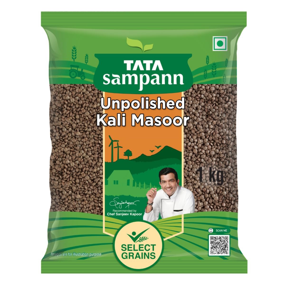 Tata Sampann Unpolished Kali Masoor Dal, 1kg