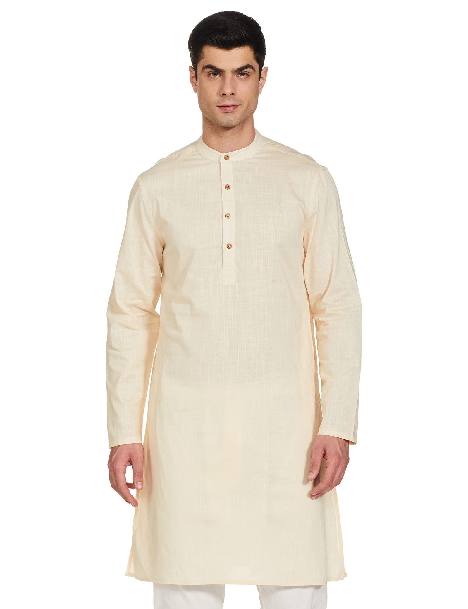Amazon Brand – Symbol Men’s 100% Cotton Solid Long Length Casual Kurta – Regular Fit (Available in Plus Sizes)