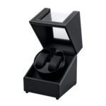 Mcbazel Faux Leather Plastic Double Automatic Watch Winder Box, Automatic Watch Display Storage Rotation Wristwatch Box with 2 Slots-Black