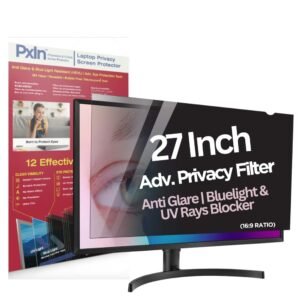Pxin Phoenix Innovations 27 Inch (16:9) Monitor Privacy Screen Filter – NO Eye Strain | Anti-Blue Light + Anti-Glare | Privacy Screen Protector