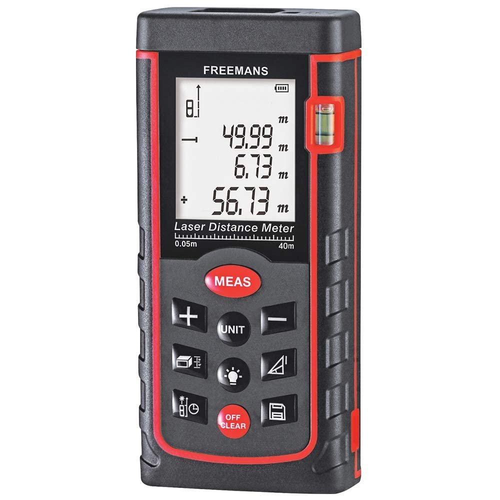 FREEMANS PRO-L40 Professional Laser Distance Meter 40m with Area, Volume, Pythagorean Measurement and Self-Calibration Function, Carry Bag and Batteries Included, Best Suitable for Indoor Measurements