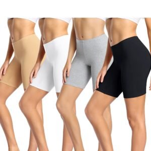 wirarpa Women’s Cotton Boy Shorts Underwear Long Leggings Under Anti Chafe Bloomers Multicolor 4 Pack Size