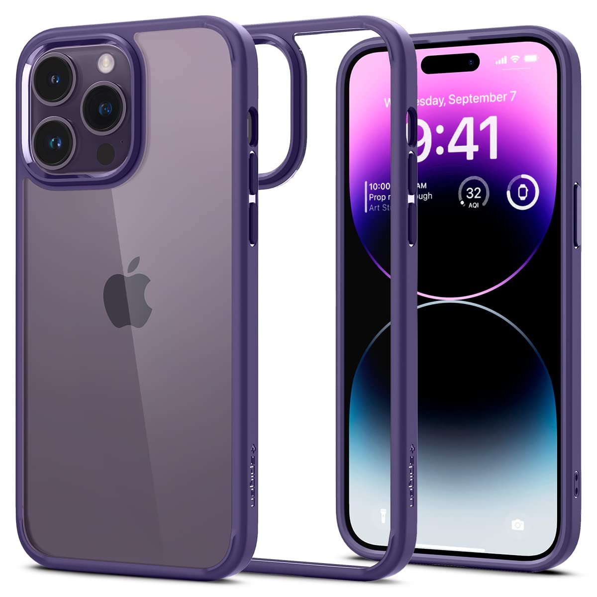 Spigen Ultra Hybrid Back Cover Case for iPhone 14 Pro Max, Durable Hybrid Structure, Air Cushion Technology – Polycarbonate + TPU | Deep Purple